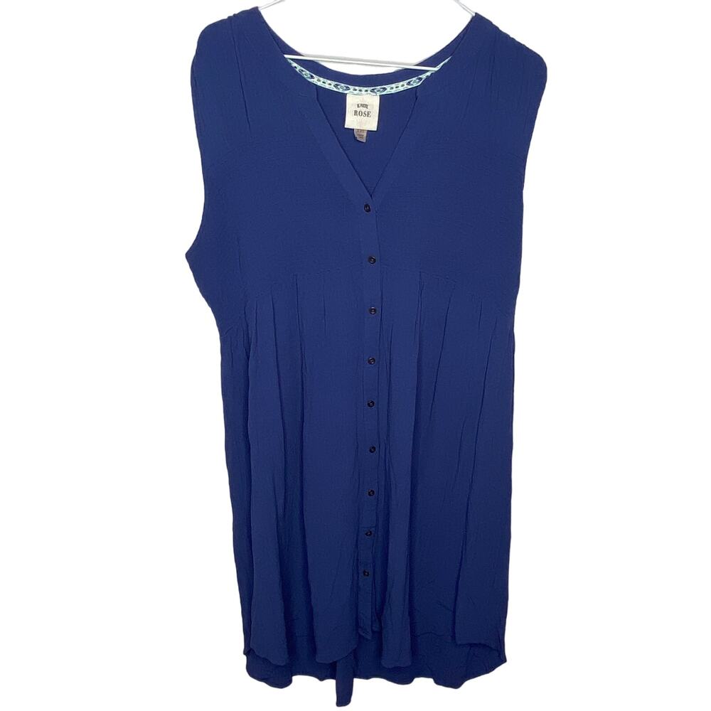 Knox Rose Blue Sleeveless Gauze Tunic - Women's Size XXL